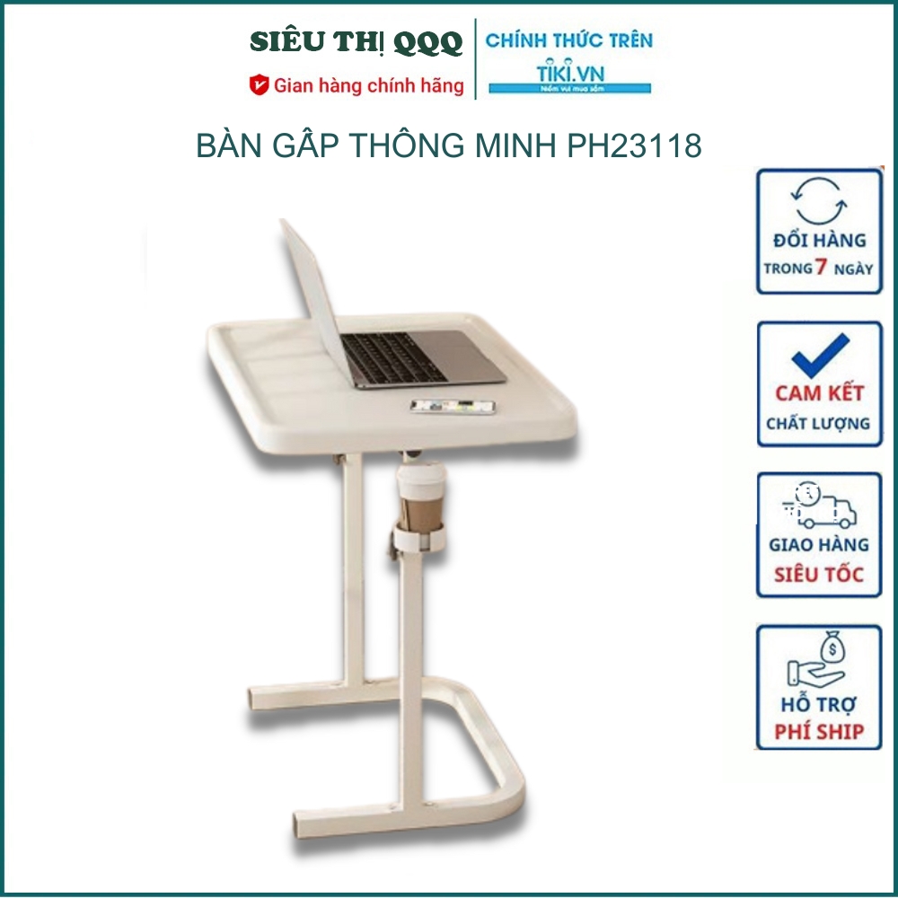 Bàn làm việc gấp gọn thông minh có khau cốc PH231118 - Hàng chính hãng