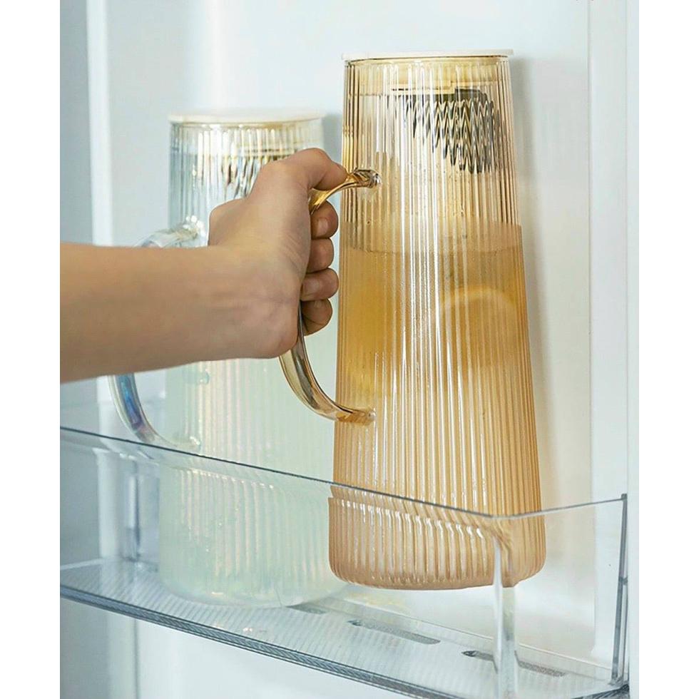 Bình đụng nước uống thủy tinh cao cấp vân tăm 1270ml mạ vàng