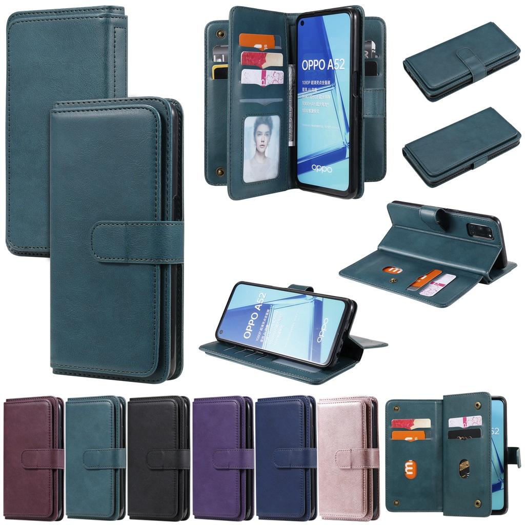 Ốp điện thoại da PU dạng ví 10 ngăn đựng thẻ cho iPhone 12 Pro Max 12 mini 11 Pro Max X XS Max