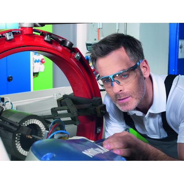 KÍNH UVEX 9190275 I-3 Safety Glasses Clear Supravision HC-AF Len (Gọng Đen phối Xanh, Tròng Trong Suốt), (kèm hộp)