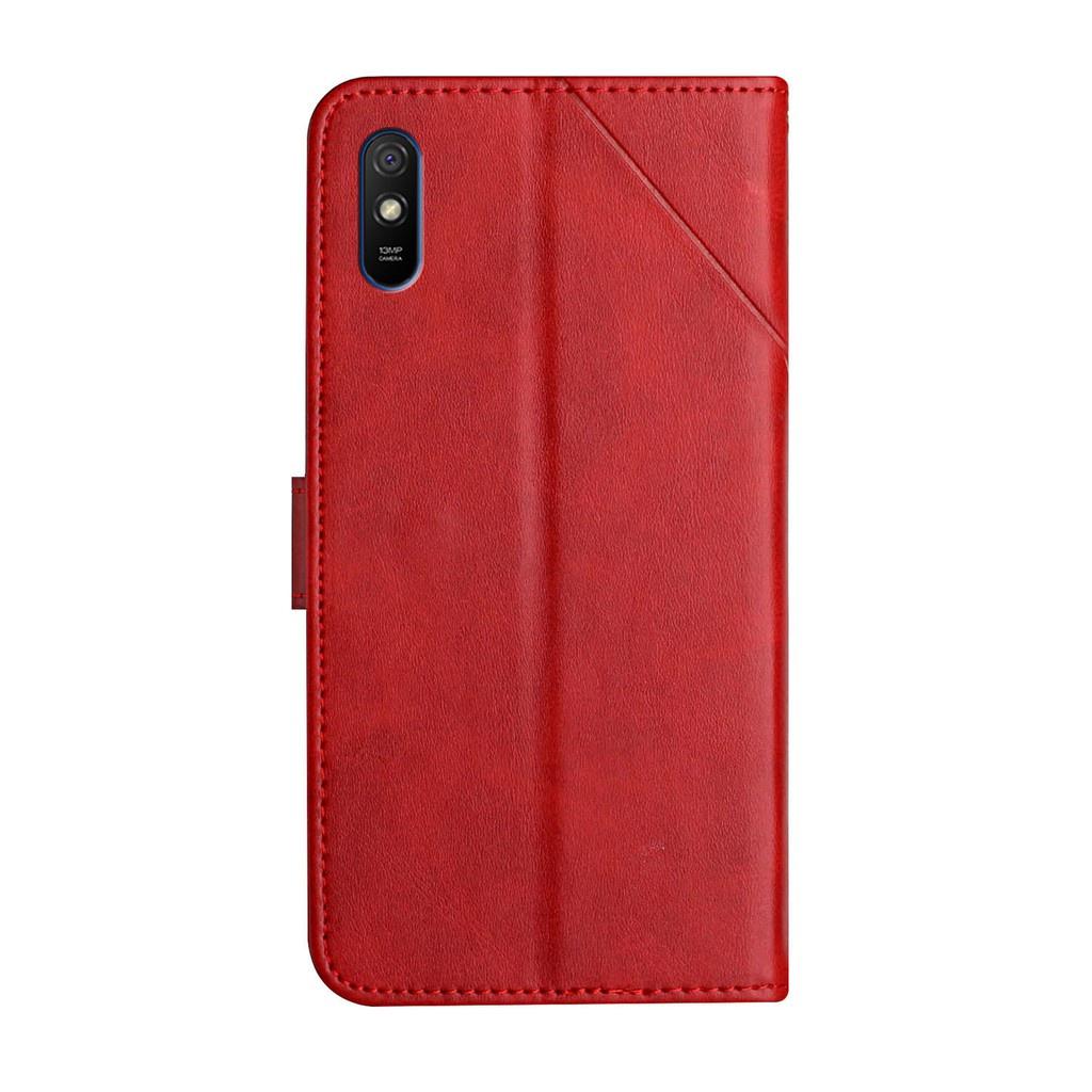 Ốp điện thoại da nắp gập có ngăn đựng thẻ màu trơn đơn giản kiểu doanh nhân cho Xiaomi Redmi 9 9A 9C 9T 8 8A 7A
