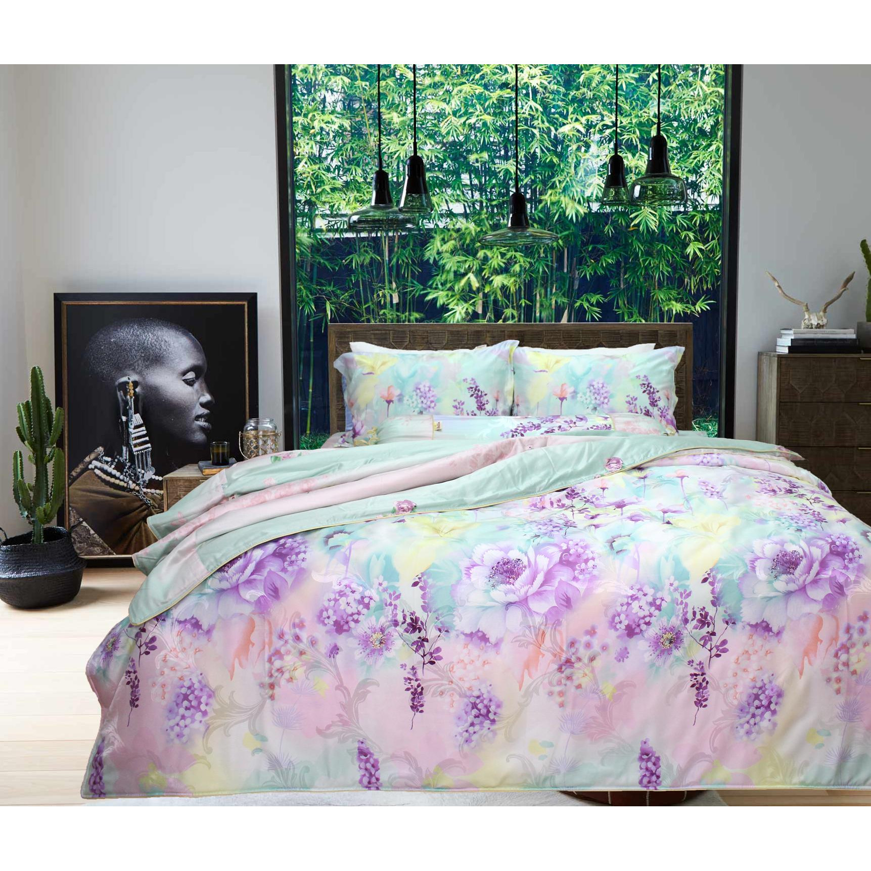 Bộ vỏ chăn ga gối 5 món lụa tencel Hàn Julia 882BM18