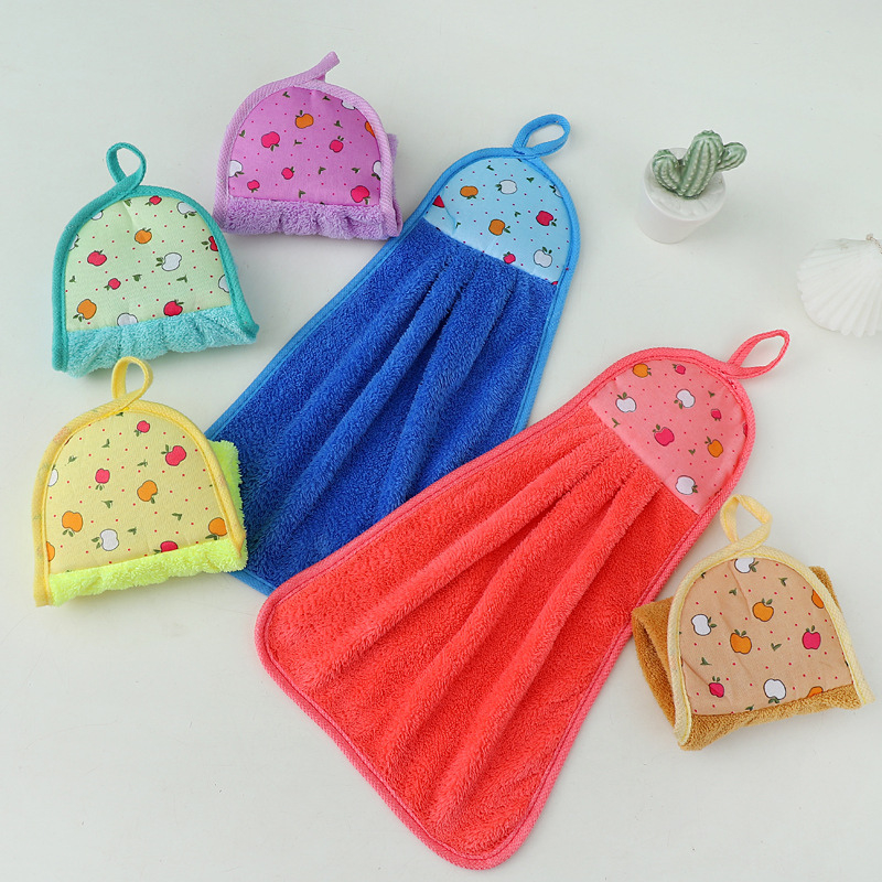 Khăn Lau Tay Có Móc Treo Dùng Trong Nhà Bếp, Khăn Lau Tay Bếp Vải Cotton Mềm Mại Siêu Thấm Hút Giao Màu Ngẫu Nhiên - 6