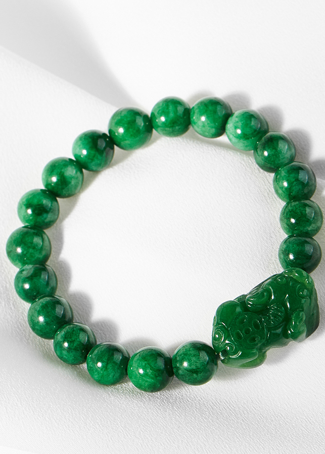 Vòng tay đá cẩm thạch sơn thủy phối tý hưu Ngọc Quý Gemstone