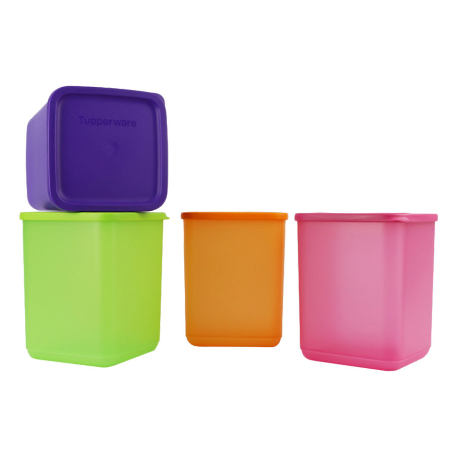 Bộ 4 Hộp Bảo Quản Thực Phẩm Tupperware Large Square Round Large-Square 4 (1.8L)