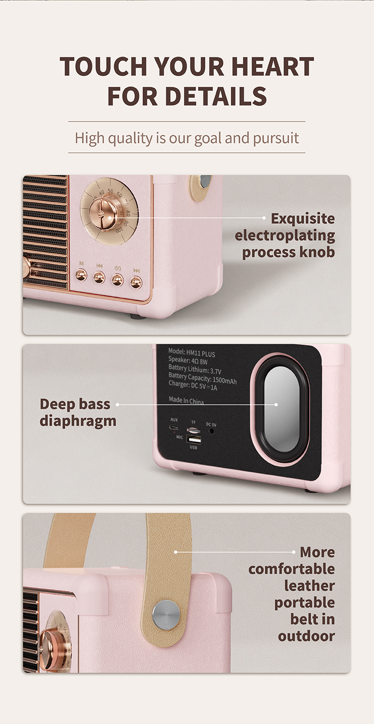 Loa bluetooth retro Color: HM11 Plus Green Set Type: Speaker