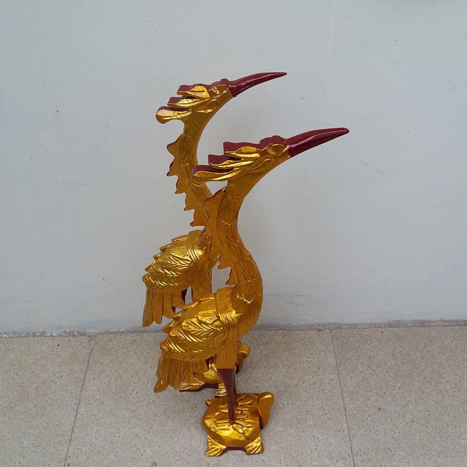 Đồ thờ - hạc sơn son thiếp vàng gỗ mít cao 61cmx20cmx20cm