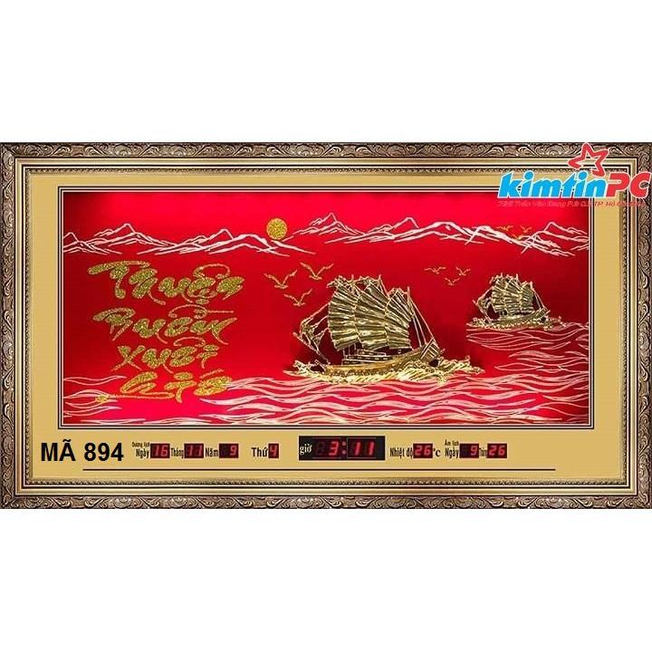 Lịch vạn niên – Tranh đá xi vàng – Đồng hồ - Khổ 55x100cm - mã 894