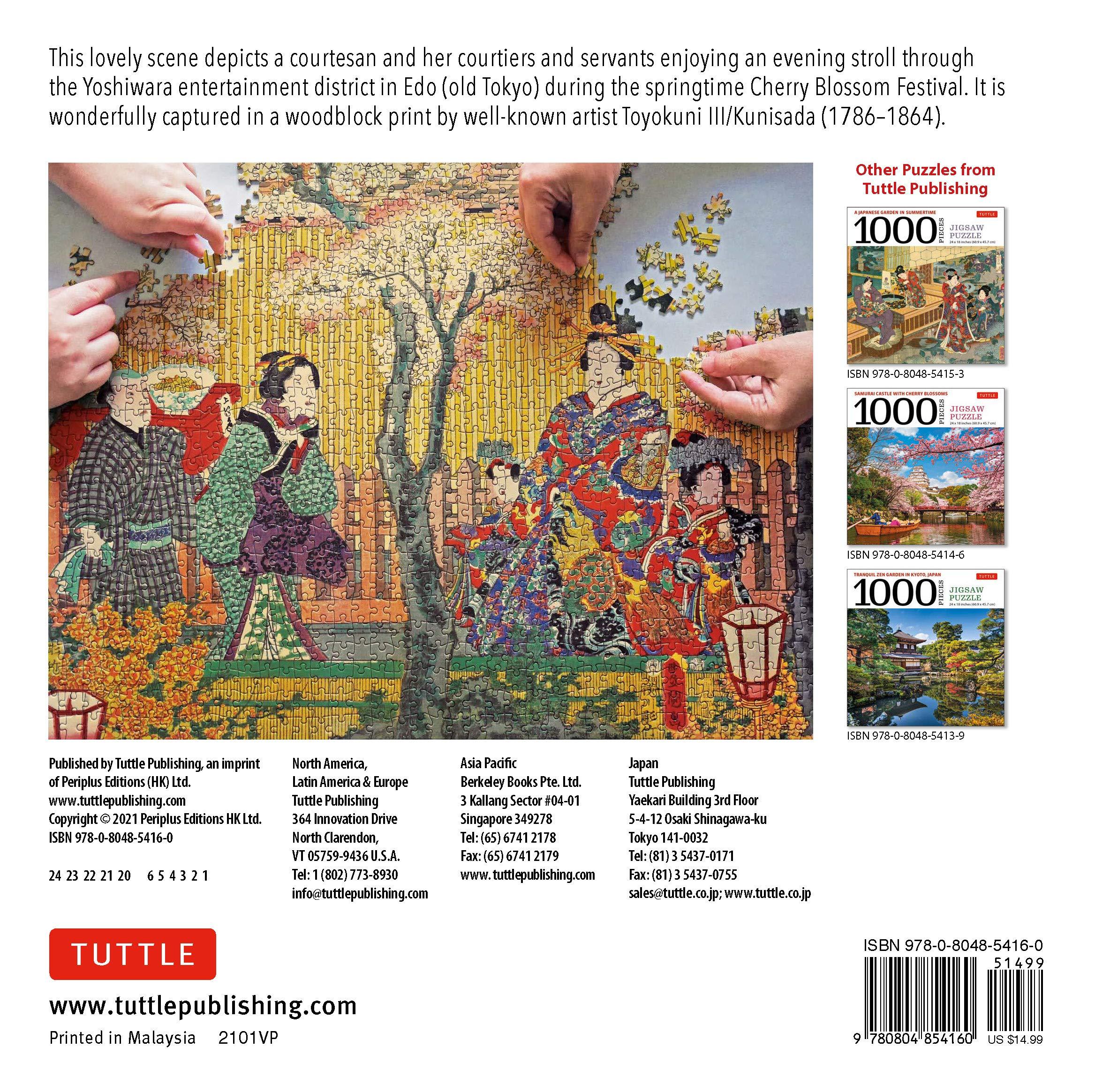 Cherry Blossom Season In Old Tokyo- 1000 Piece Jigsaw Puzzle: Woodblock Print By Utagawa Kunisada