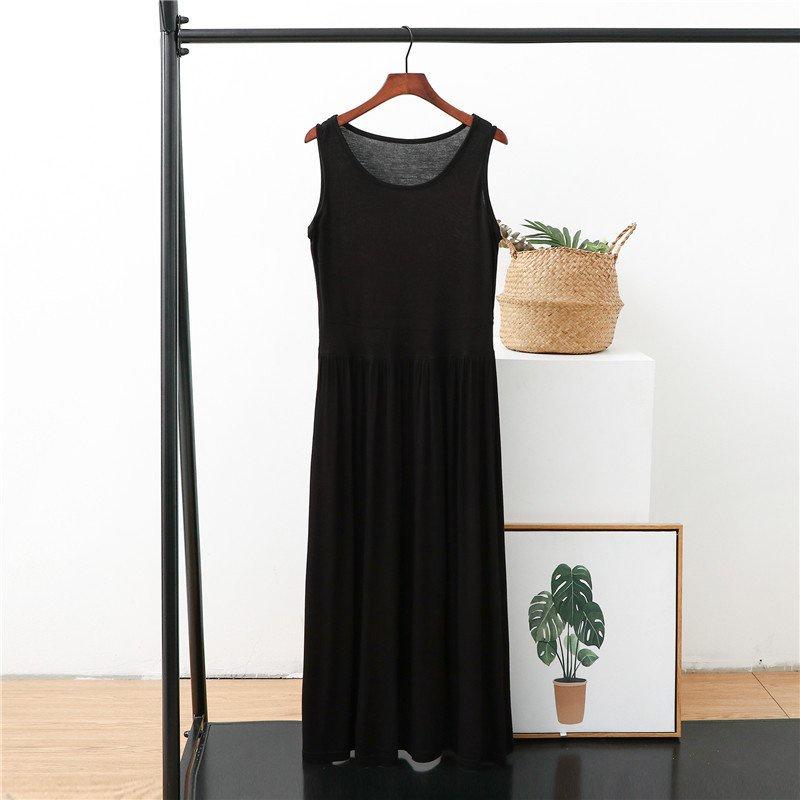 Đầm maxi sát nách cổ tròn màu trơn phong cách đơn giản Db20