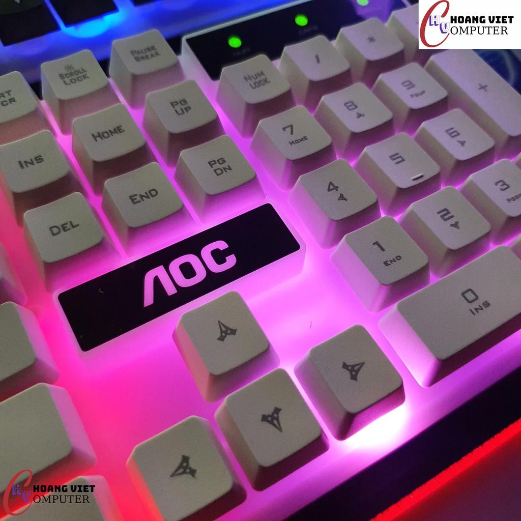Bộ Bàn Phím Chuột Gaming AOC KM100, Keyboard Bàn Phím Chuột Chuyên Game Đèn LED 7 Màu, Hàng Chính Hãng AOC