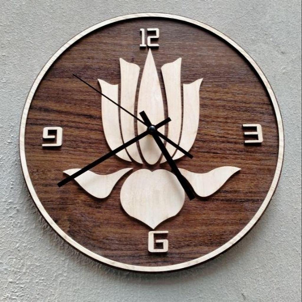 Đồng hồ Gỗ treo tường chất liệu gỗ máy kim thiết kế in theo yêu cầu decor trang trí nhà và quán cafe