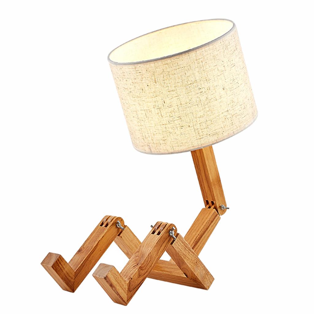 Table Lamp Adjustable Arm Reading Light Bedside Lamp w/Fabric Shade
