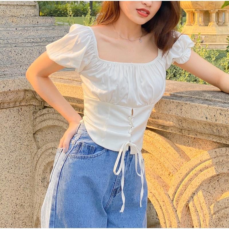 Áo croptop đan dây lụa Bonie Top