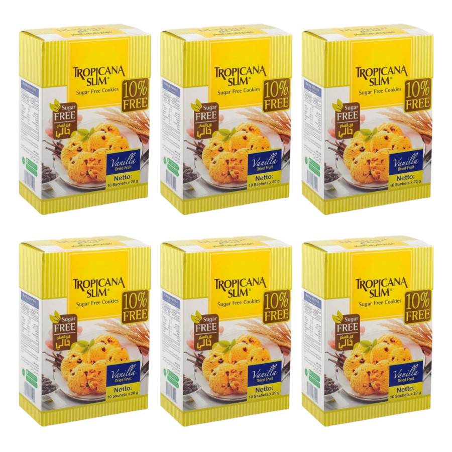 Combo 6 Hộp Bánh Quy Ăn Kiêng Tropicana Slim Sugar Free Cookies Vani (10 x 20g)