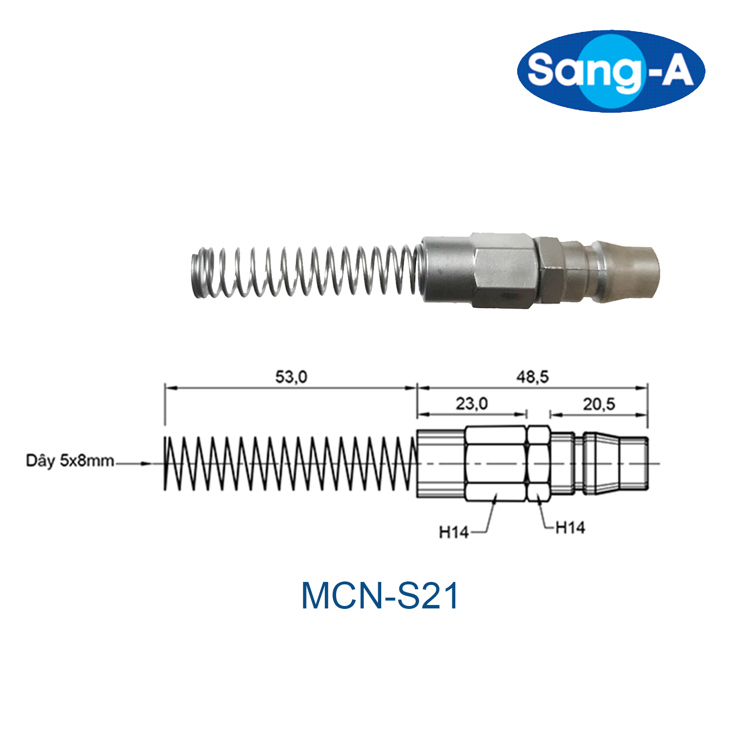 Đầu nối nhanh khí nén MCN-S  Sang A (Hàn Quốc)