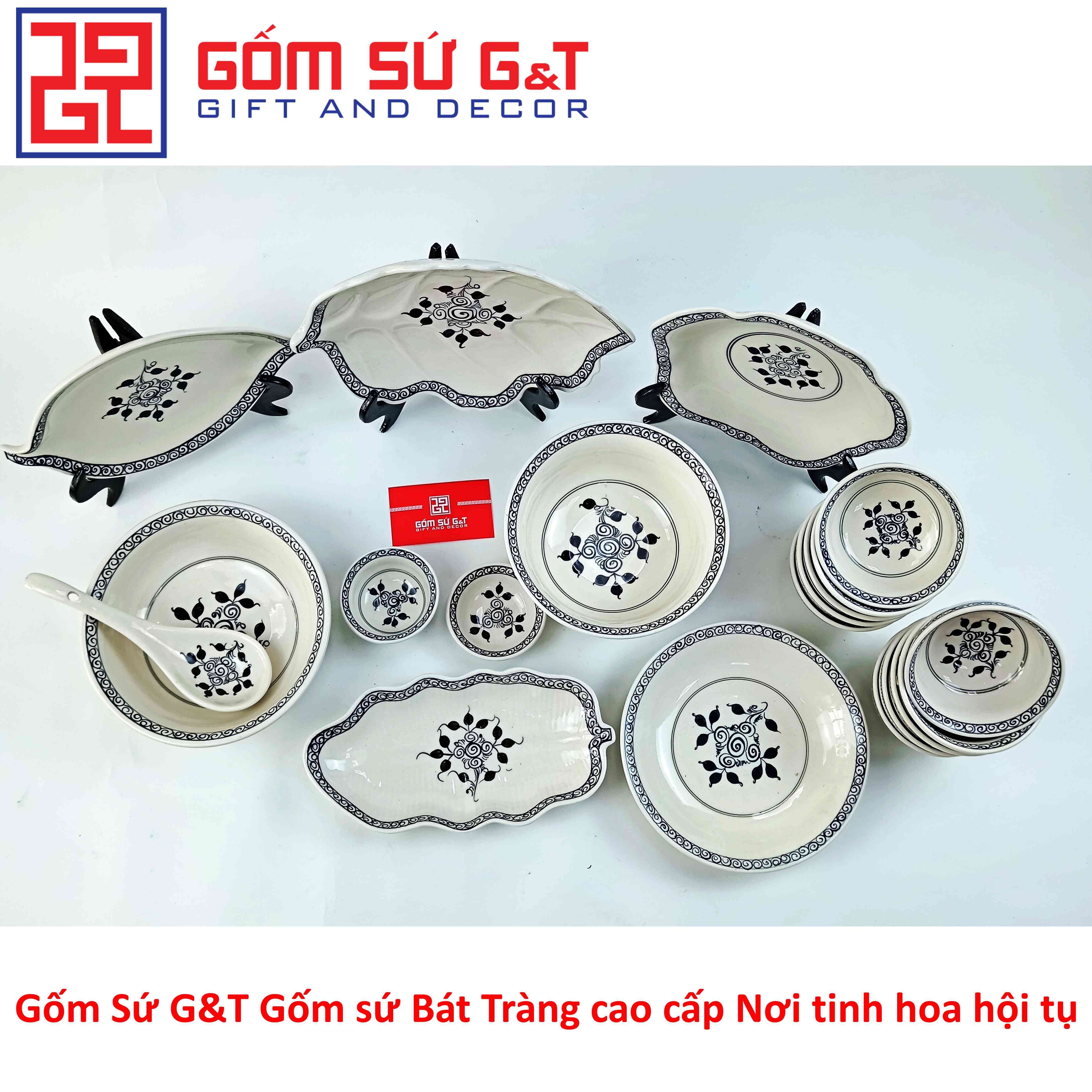 Bộ đồ ăn 10 người vẽ hoa móc set 2 Gốm Sứ G&amp;T