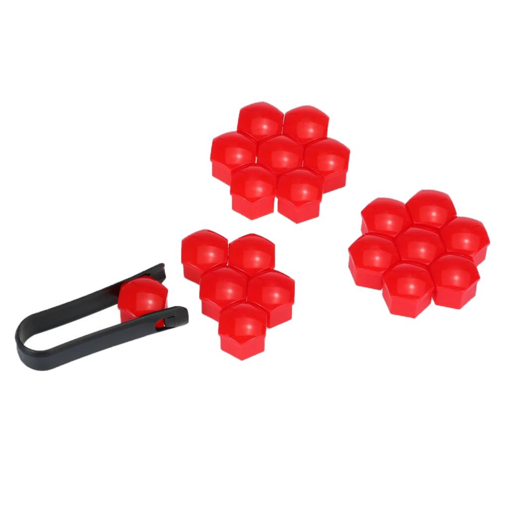 20pcs Universal 19mm Wheel Nut Covers Lug Nut Caps Screw Protector Red
