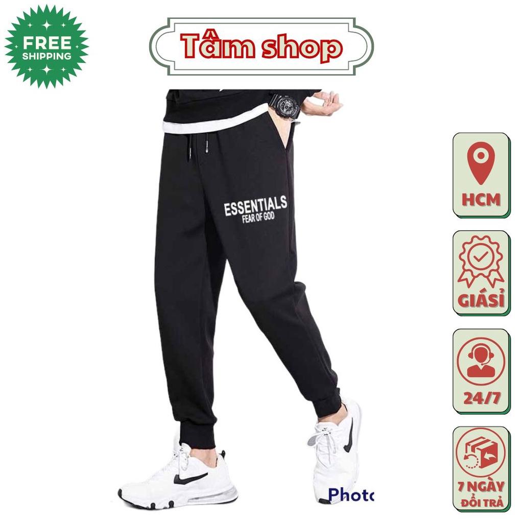 Quần jogger thể thao nỉ nam Hàn Quốc quần phản quang ess quần thun bo gấu quần mũi tên