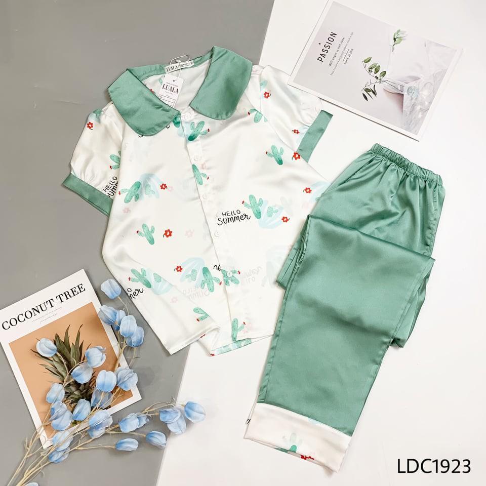 Đồ bộ Pijama cổ sen lụa satin cao cấp