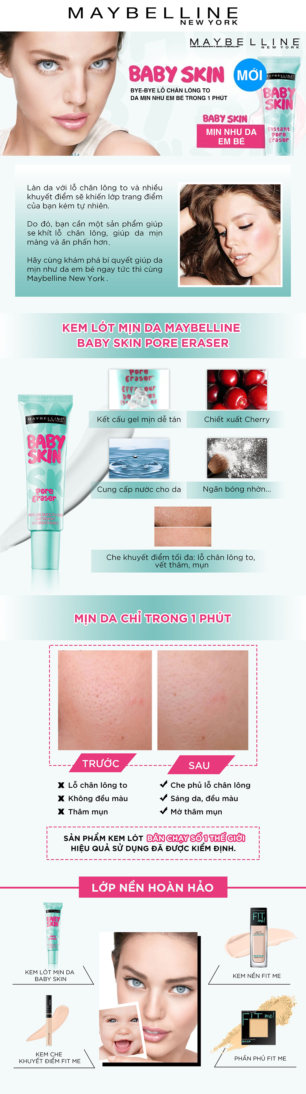 Kem Lót Mịn Da Che Khuyết Điểm Maybelline New York Baby Skin Pore Eraser Primer 22ml