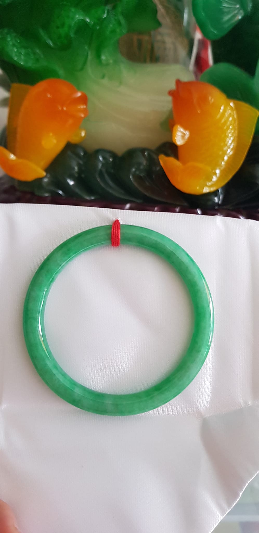 Vòng cẩm thạch Mới Đ Lý 54mm x cọng 7mm Màu xanh ngọc đậm đậu đẹp xinh xắn Nữ mệnh Mộc mệnh Hỏa mệnh Thủy 53kg - 60kg đeo đẹp ạ