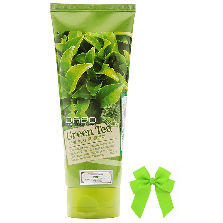 Sữa rửa mặt trà xanh Green tea Dabo Hàn quốc  và nơ