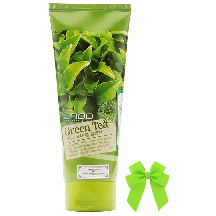 Sữa rửa mặt trà xanh Green tea Dabo Hàn quốc ( 180ml) và nơ