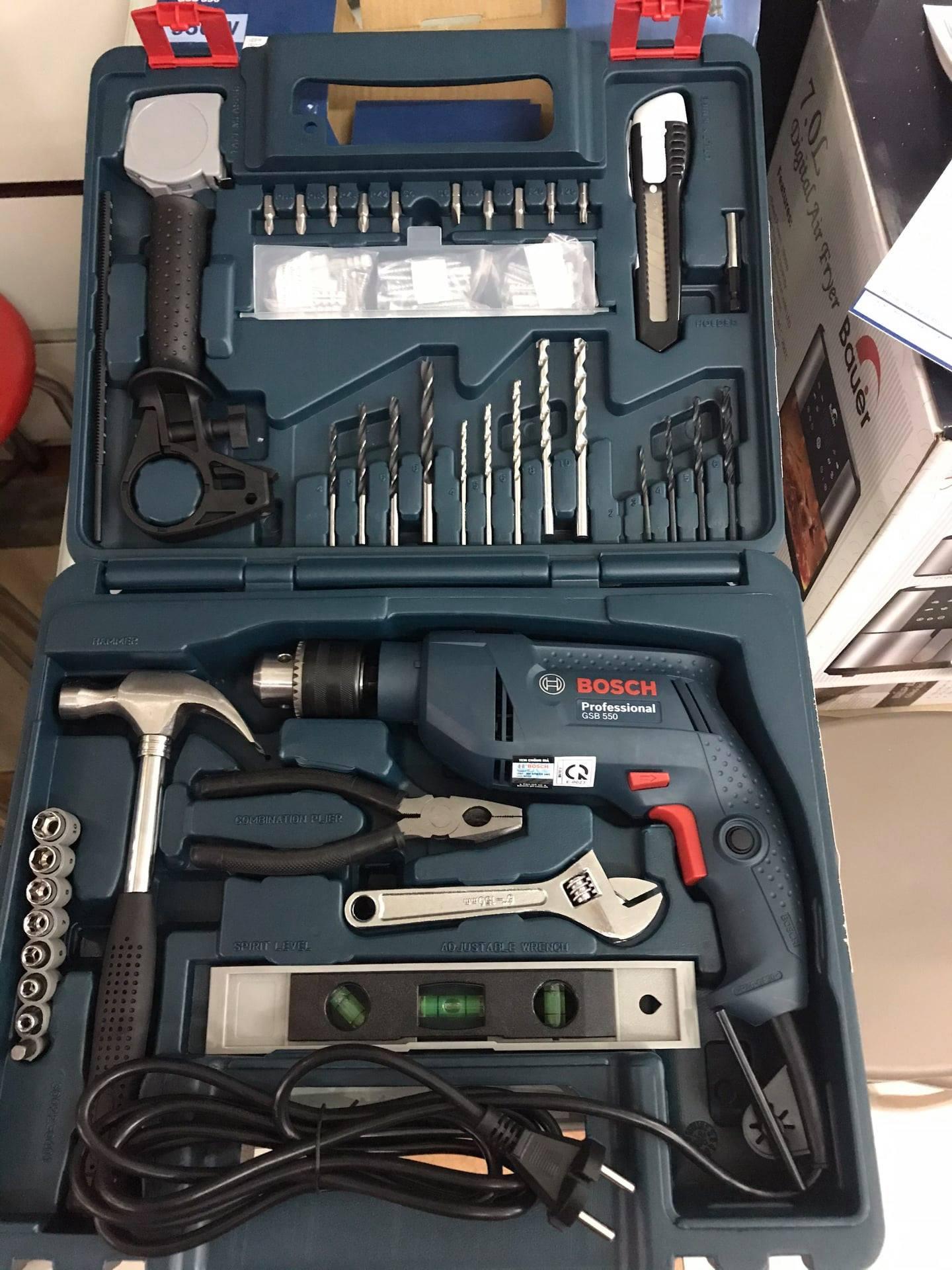MÁY KHOAN ĐỘNG LỰC 550W 13MM BOSCH GSB 550 SET - HÀNG CHÍNH HÃNG