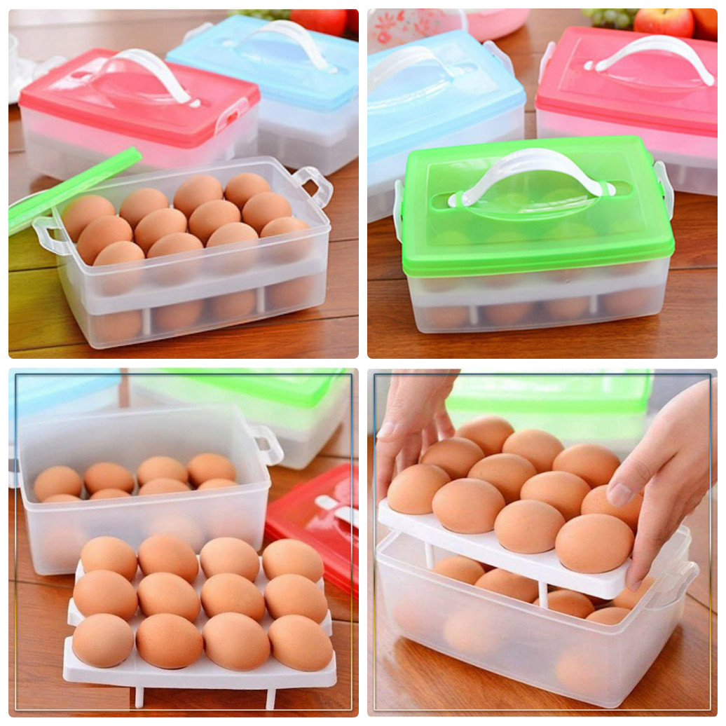 Hộp đựng trứng 24 quả có nắp đậy trong suốt nhựa Việt Khay bảo quản trứng tủ lạnh
