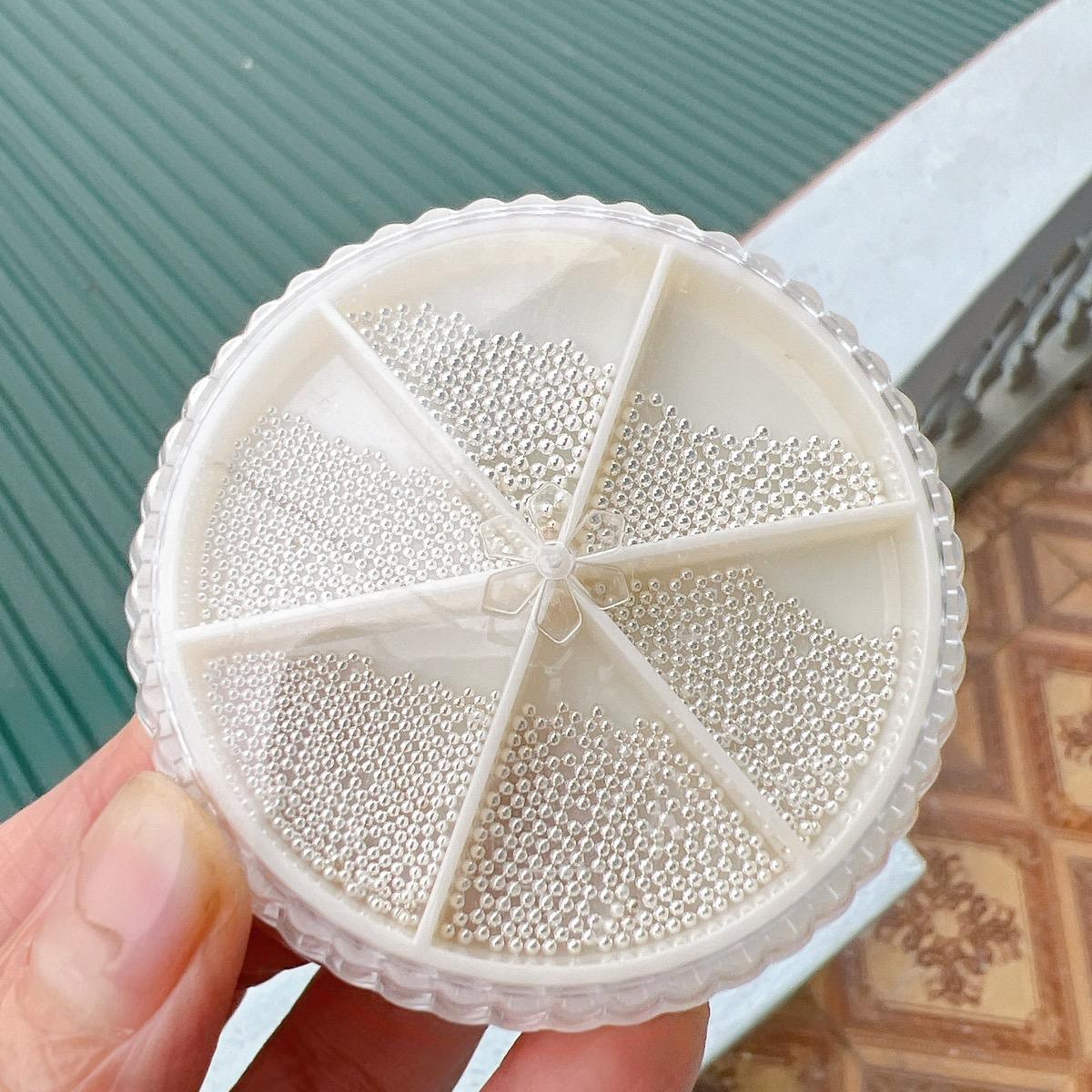 Khay Bi Kim Loại 6 Ngăn 6 Size Màu Trắng Bạc Đính Móng Làm Nail Phong Cách Hàn Quốc Không Gỉ Nữ Women