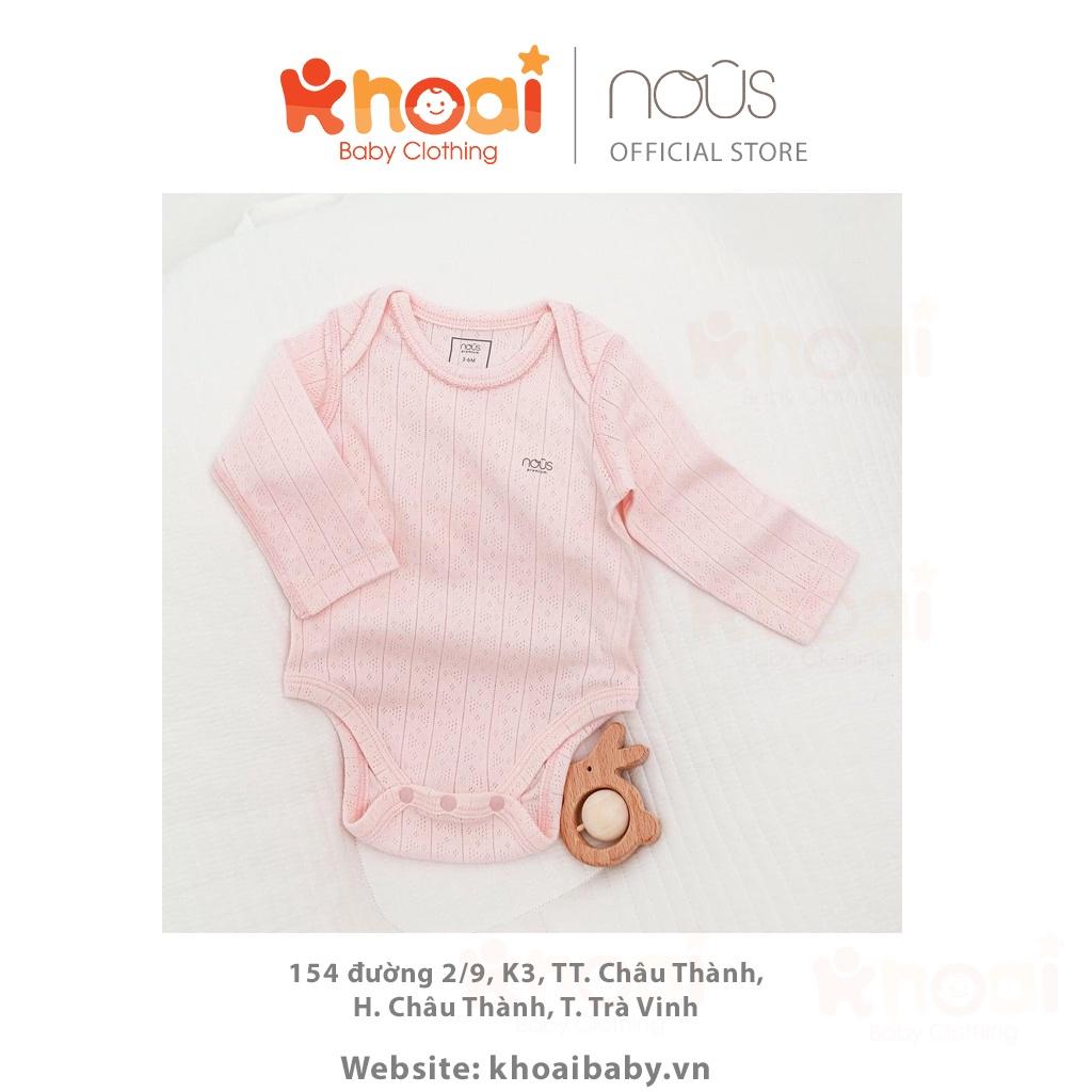 Set 2 bodysuit Nous dài tay hồng trắng - Chất liệu cao cấp, co giãn đa chiều