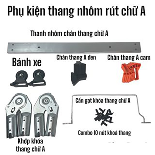 Chân Đế Cao Su Thang Nhôm Rút Chữ A - Phụ Kiện Thang Nhôm Rút Đế Cao Su Chân Ngang