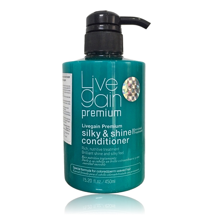 Dầu xả tóc suôn mượt nước hoa Livegain Premium Silky &amp; Shine Hair Pack 450ml