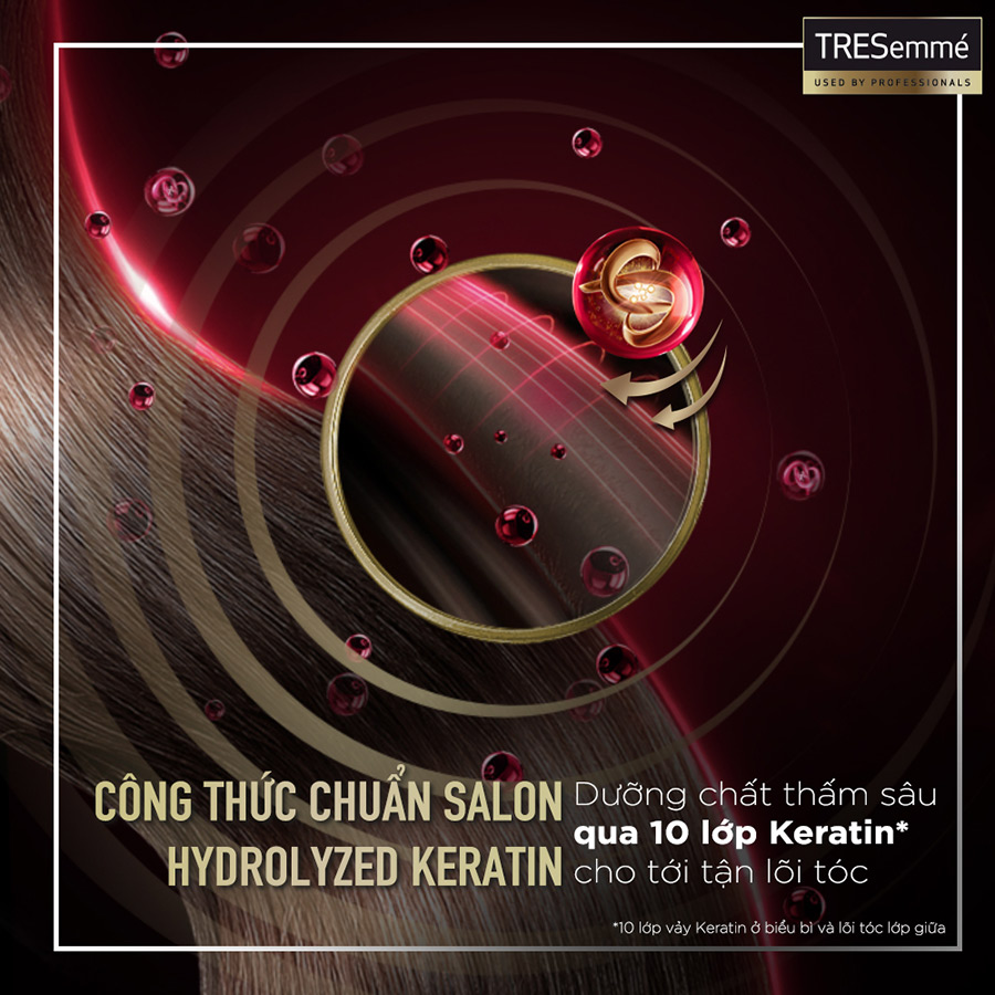 Hình ảnh Combo Dầu Gội, Dầu Xả TRESEMME Keratin Smooth Dưỡng tóc khô xơ rối Công thức chuẩn salon Hydrolyzed Keratin trong Dầu Gội và dầu Xả dưỡng Tóc Vào Nếp Suôn Mượt 640g, 620g