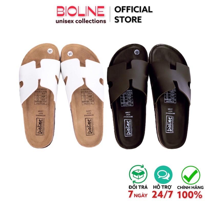 Dép birken đế trấu Bioline quai ngang da pu chống nước P04 - Bioline Official