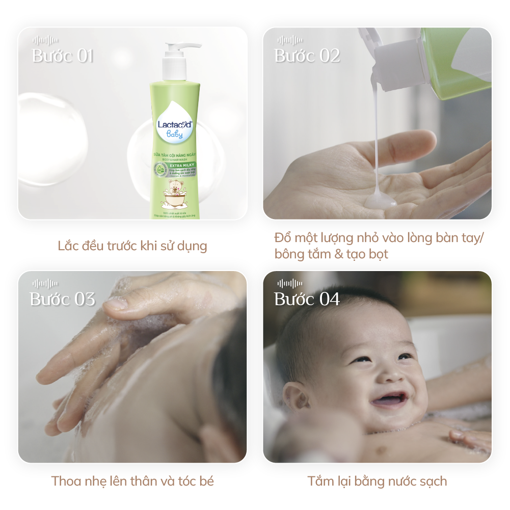 Bộ 3 chai Sữa Tắm Gội Trẻ Em Lactacyd Baby Extra Milky Làm Sạch Dịu Nhẹ và Dưỡng Ẩm Vượt Trội 500ml/chai