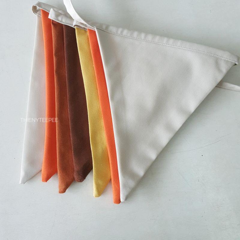 Dây cờ tam giác vải màu nâu vàng cam, xịn may đẹp, dài 2,2m, trang trí Decor Sinh nhật