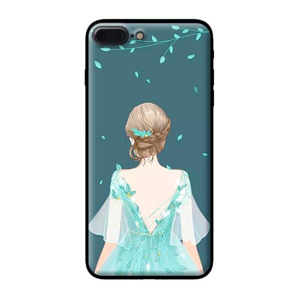 Ốp in cho iPhone 7 Plus Cô Gái Nền Xanh - Hàng chính hãng