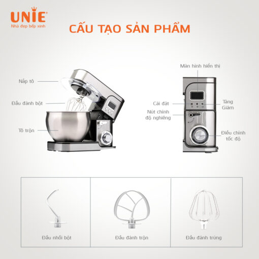 Máy nhồi bột đánh trứng UNIE EM5 - Hàng chính hãng