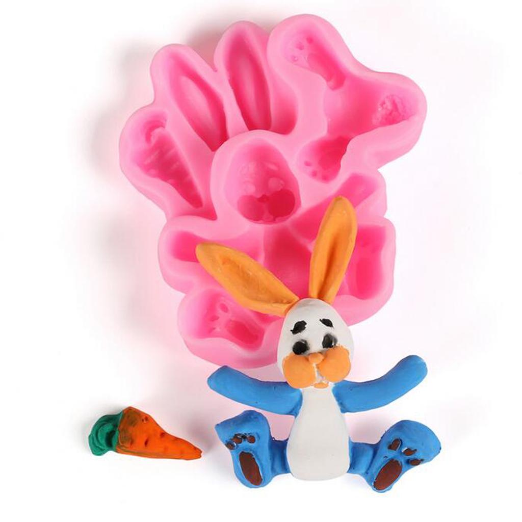 Silicone Fondant Cake Mould Cute Bunny Sugar Chocolate Mold Party Decoration