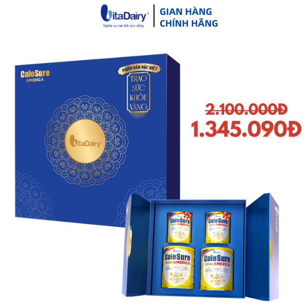 [HỘP QUÀ TẾT] Bộ Hộp Quà Trao Sức Khỏe Vàng Calosure America 400g và 800g vị thanh nhẹ - VitaDairy