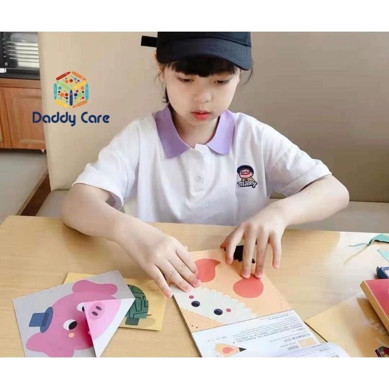 Giấy Màu Thủ Công Origami, Cắt dán 3 Cấp Độ, Đồ Chơi thủ công Cho Bé