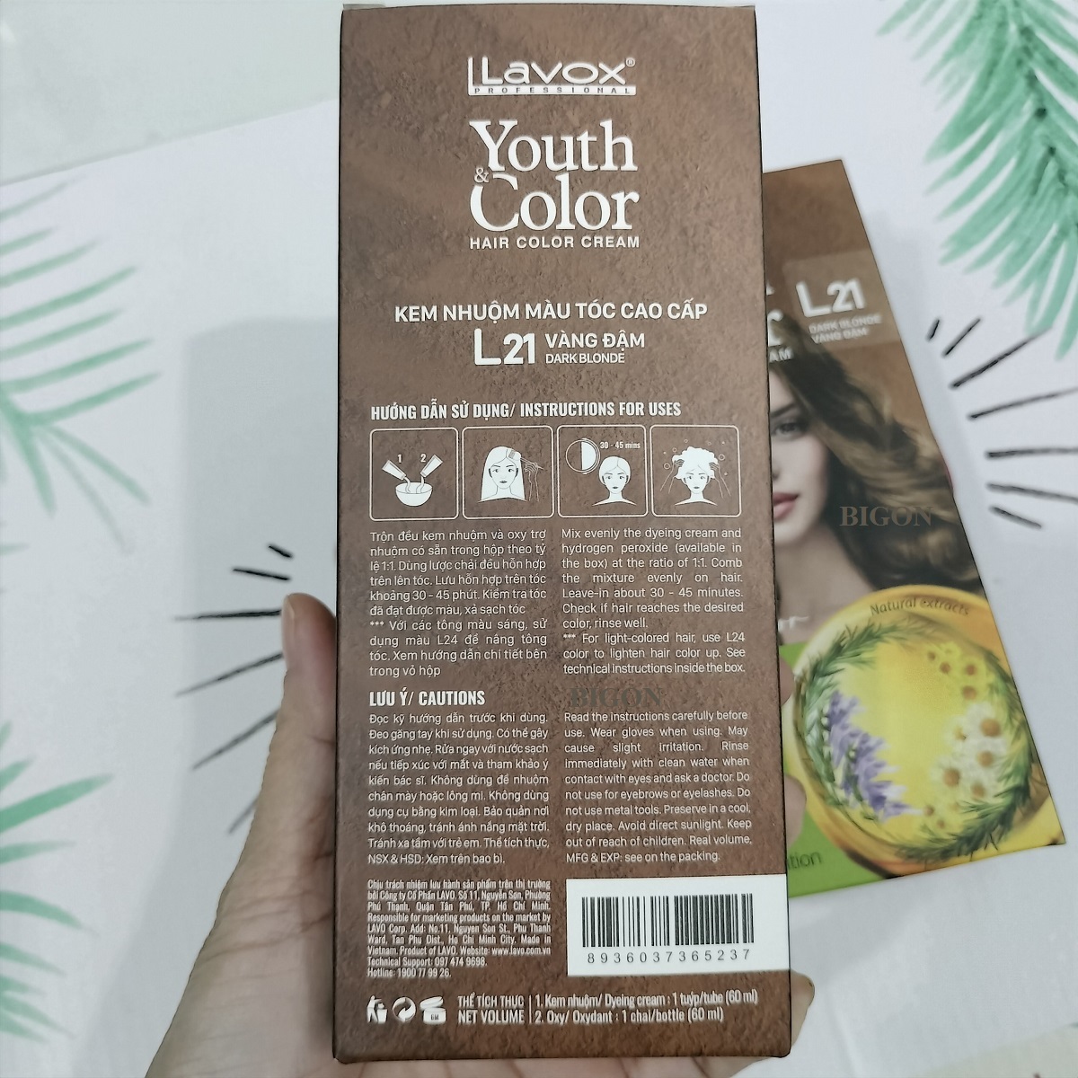 (Vàng Đậm) Kem Nhuộm Tóc Màu Thời Trang Lavox Youth&amp;Color L21 - Dark Blonde