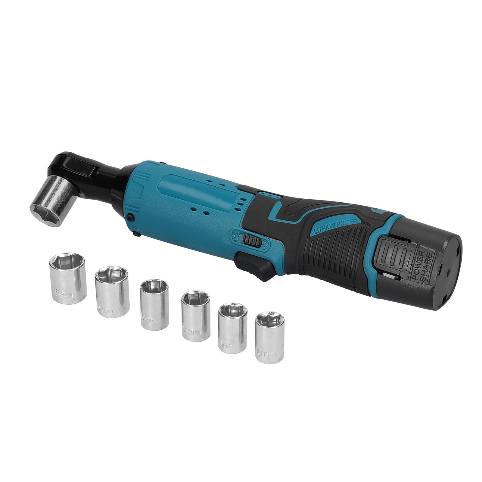Multifunctional 12.0V Cordless Rechargeable Electric Wrench 3/8 Inch 90° Right Angle Ratchet Wrenches Handheld Driver Power Tool