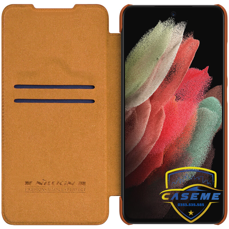 Bao da dành cho Samsung S21 FE Nillkin QIN có ngăn đựng thẻ - Hàng Chính Hãng