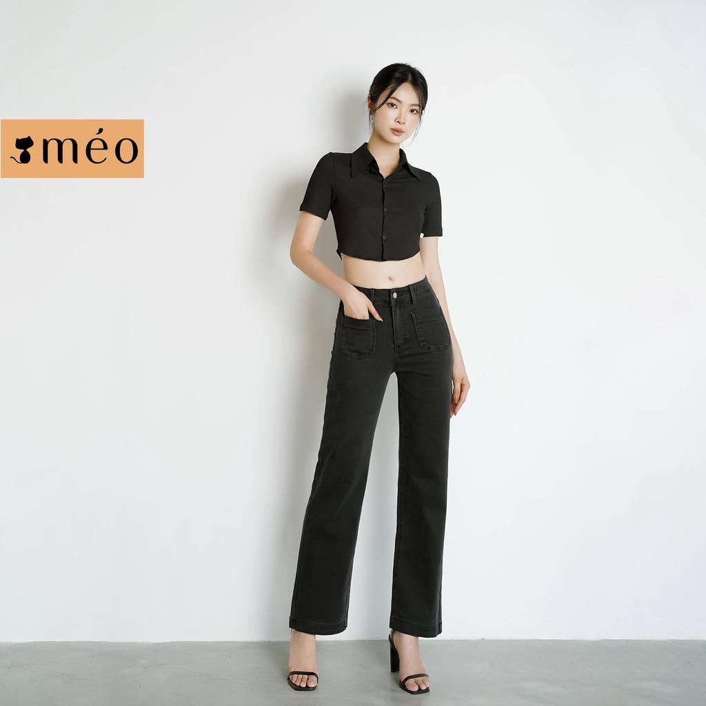 Quần jean Méo shop lưng cao ống xuông túi trước chất jean cao cấp 3802