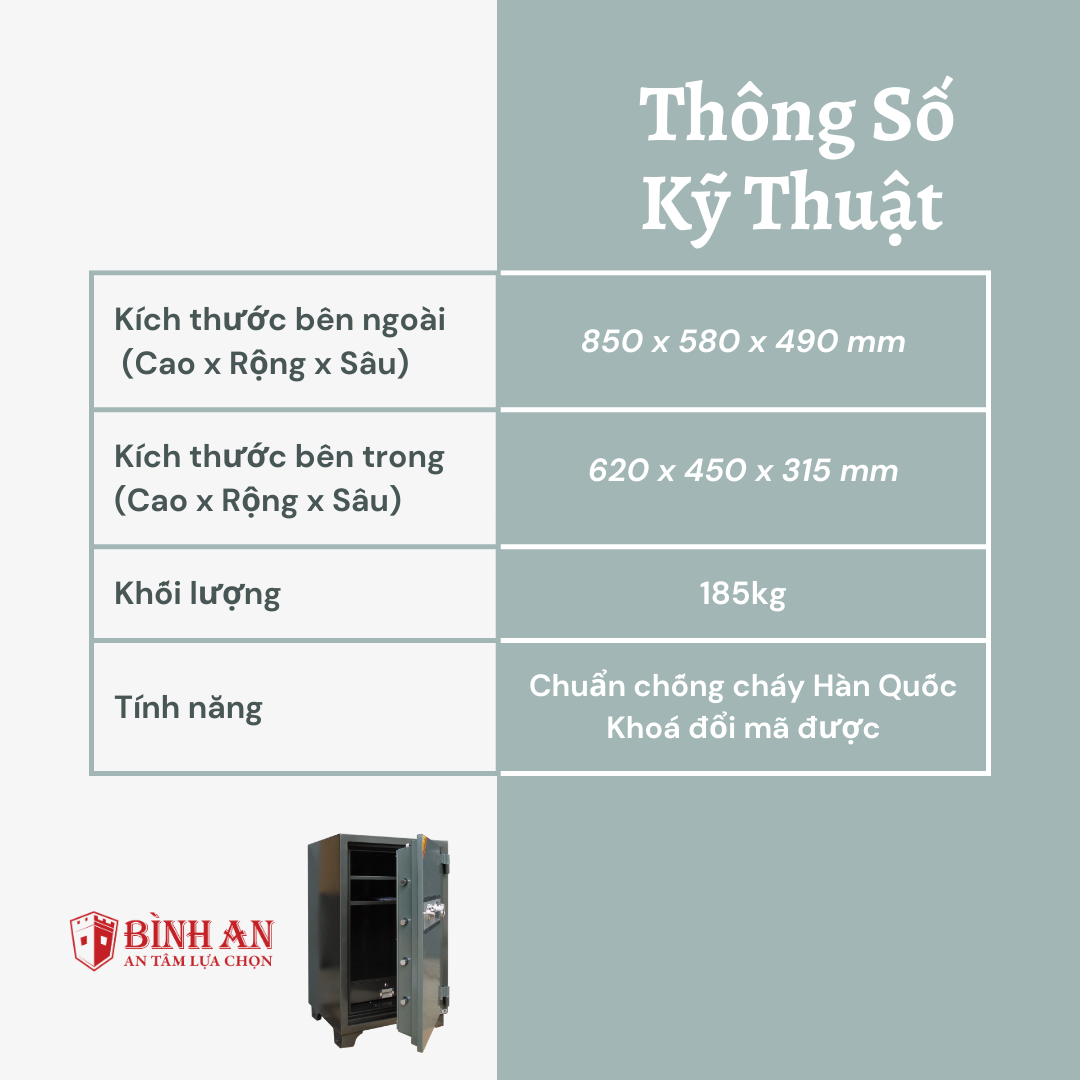 Két Sắt TRULY TL-85 Chống Cháy Cho Văn Phòng, Gia Đình Khoá Bảo Mật Chống Trộm Công Nghệ Hàn Quốc Lắp Đặt Tận Nơi - Hàng Chính Hãng