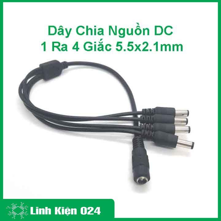 Dây chia nguồn DC 1 ra 4 giắc đực nguồn Camera loại 5.5x2.1mm