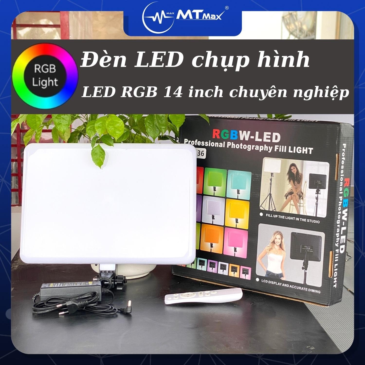 Đèn PM36 RGB Chụp Hình, Quay Phim Chuyên Nghiệp, Nhiều Chế Độ Màu kèm chân 2m1